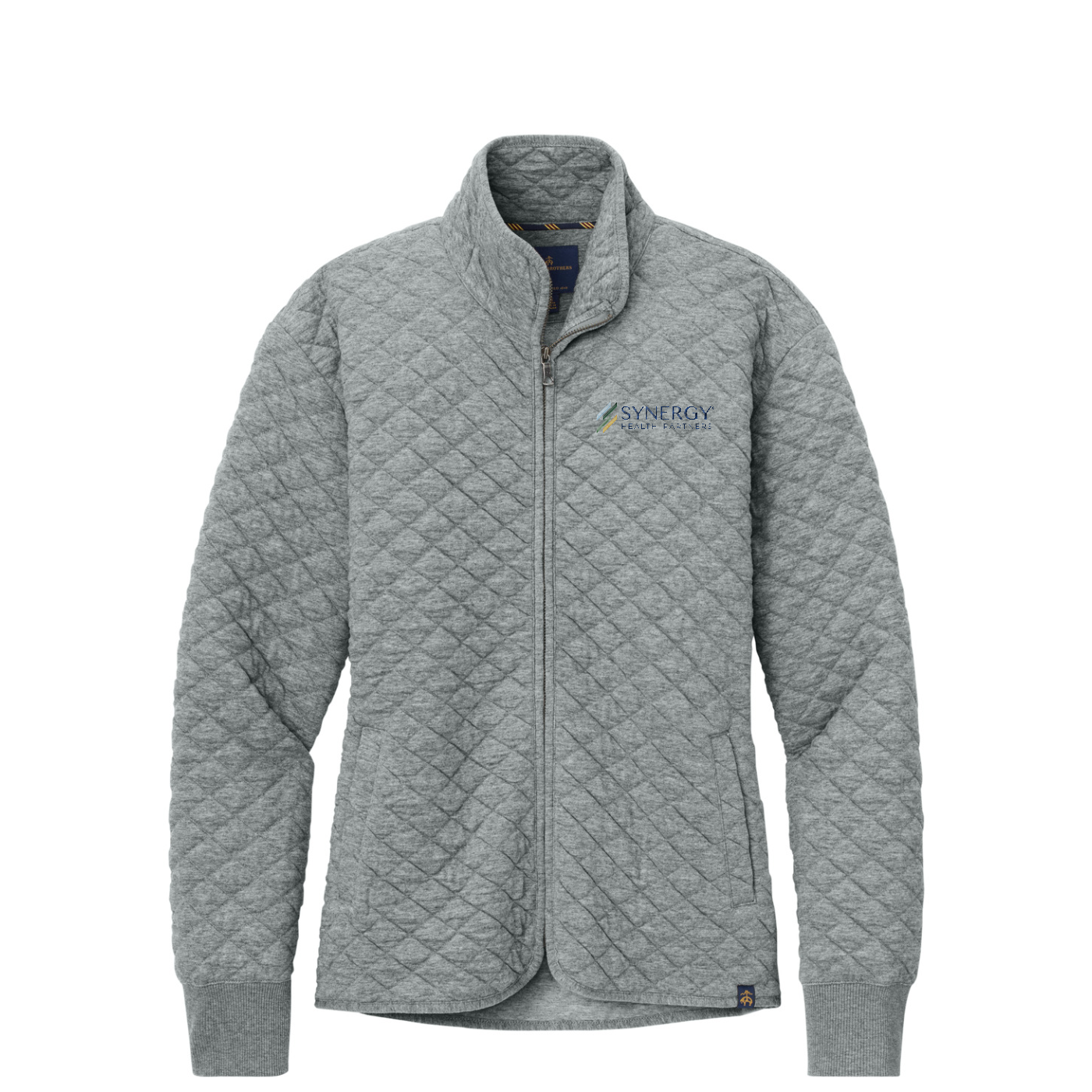Brooks Brothers Women's Diamond Quilt Full-Zip — Light Shadow Grey Heather