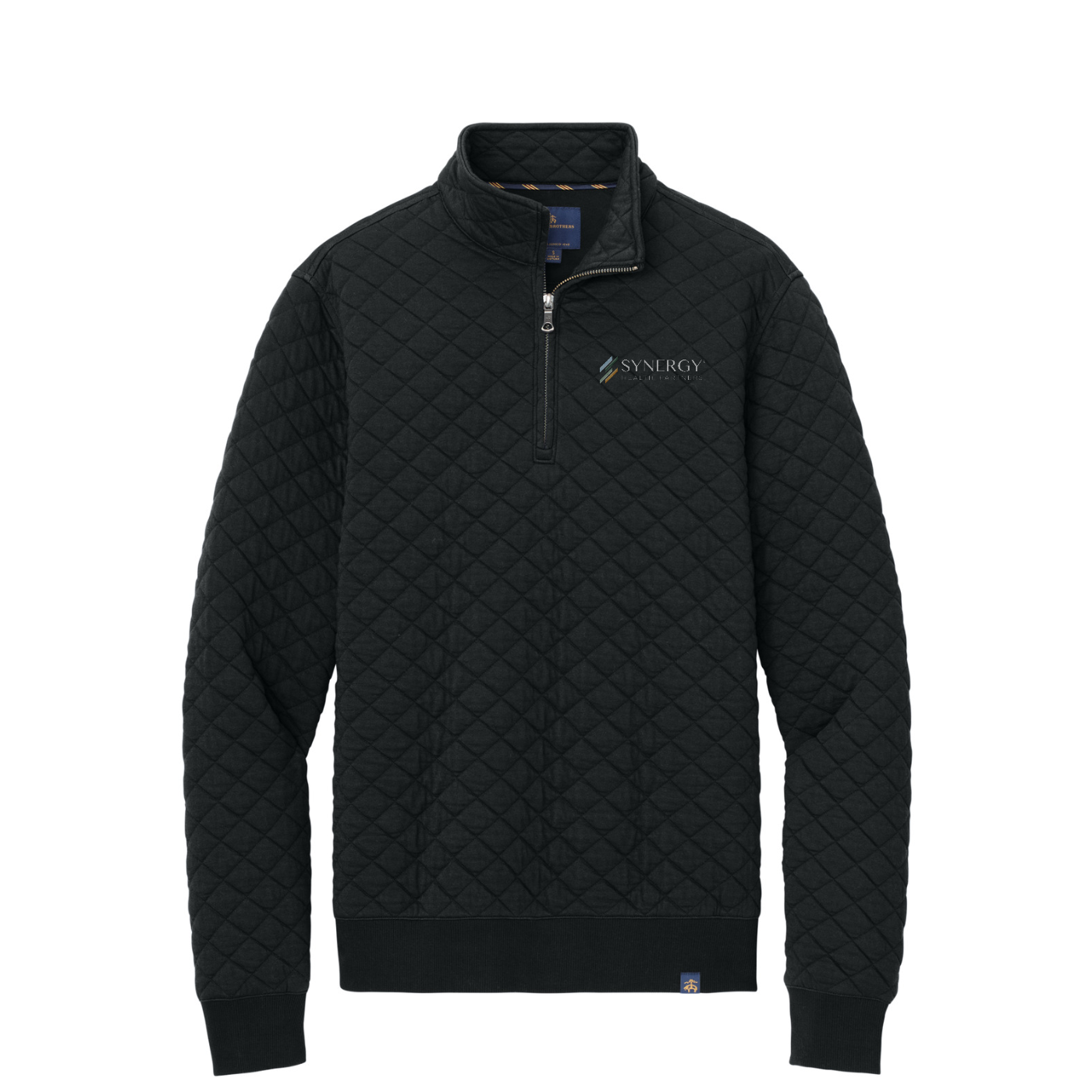 Brooks Brothers Diamond Quilt 1/4-Zip — Deep Black